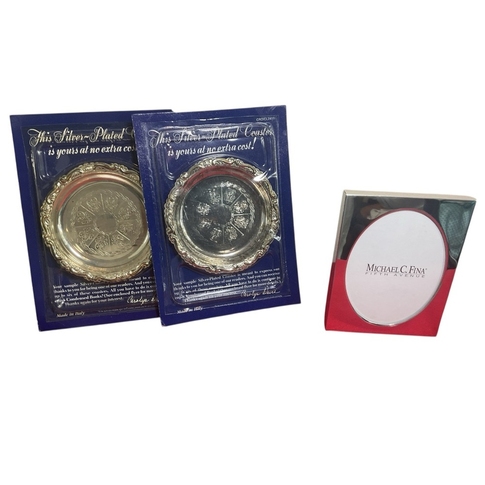Vintage Reader’s Digest Silverplate Coaster Set of 2 Sealed Made in Italy 88/89